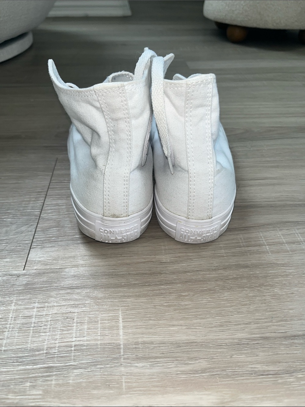 Classic Converse High-Top Canvas Sneakers in White on White - Picture 2 of 4